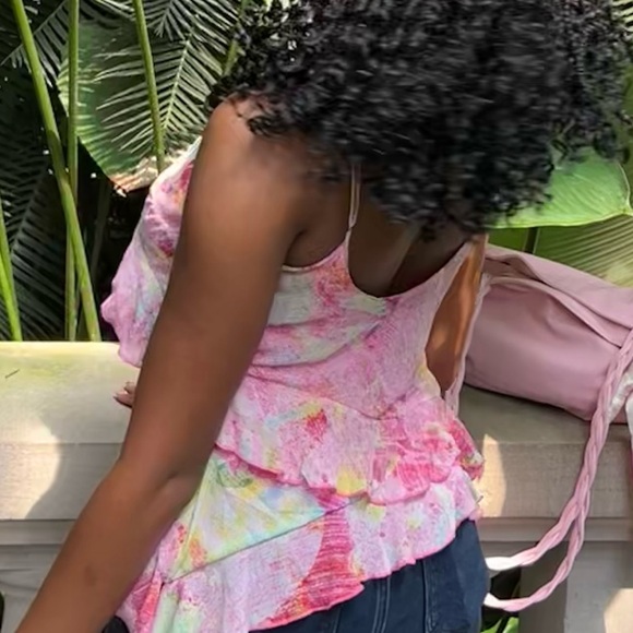 Colorblock Ruffle Trim Summer Vacation Cami Top - Picture 3 of 4